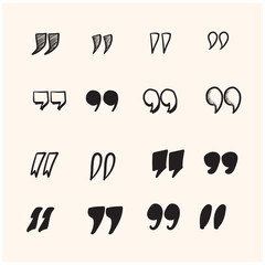 doodle quotation mark vector With illustration style doodle and line art