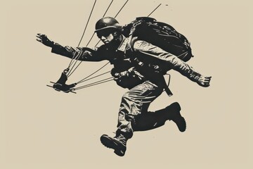 a man with a parachute is flying through the air