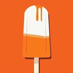 an orange popsicle with a white and orange wrapper