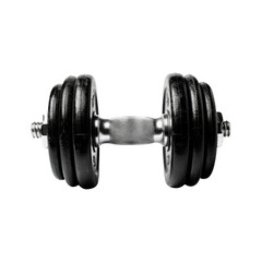 Black dumbbel. Isolated on transparent background.