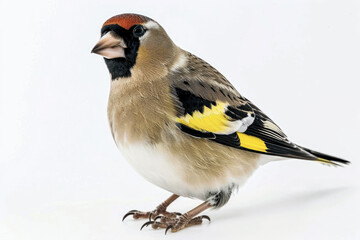 Naklejka premium European Goldfinch on White Background