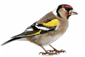 Fototapeta premium European Goldfinch on White Background