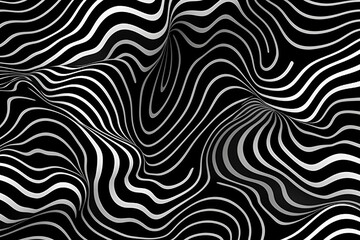 Abstract black and white squiggly lines pattern