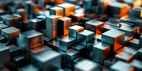 Obraz premium Abstract close-up of metallic structures with gray and blue highlights, perfect for industrial and modern designs 