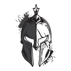 Gladiator helmet illustration, Mask gladiator, American Flag, isolated on black background