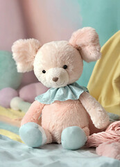 teddy bear with pink ribbon