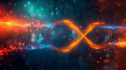 Glowing Infinity Symbol on Abstract Liquid Background