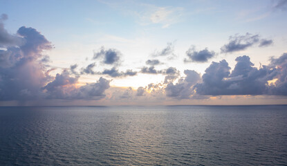 Beautiful ocean horizon view early morning sunrise. Relaxing and calm. 