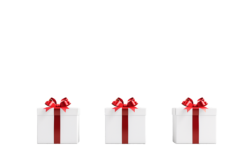 white gift box with red ribbon on a white background(isolated)