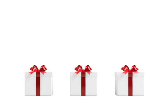 white gift box with red ribbon on a white background(isolated)