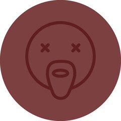 emoji french breard man Vector Line Maroon Circle Maroon