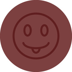 emoji tongue out Vector Line Maroon Circle Maroon