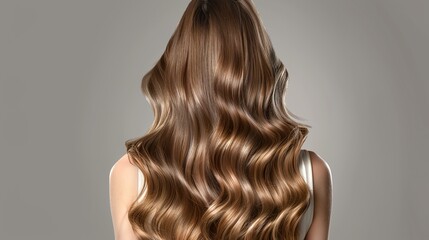 Naklejka premium a woman with long shiny wavy hair