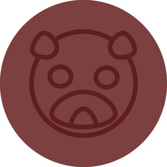 emoji Dog Vector Line Maroon Circle Maroon