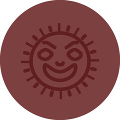 emoji sun Vector Line Maroon Circle Maroon