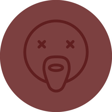 emoji french breard man Vector Line Maroon Circle Maroon