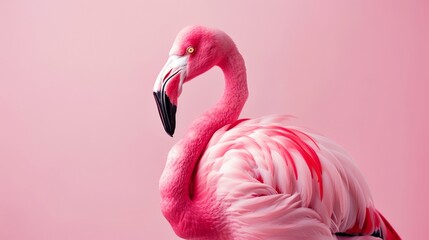Naklejka premium a pink flamingo standing on a pink background
