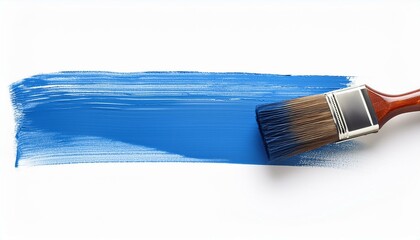 a brush of blue paint on white background