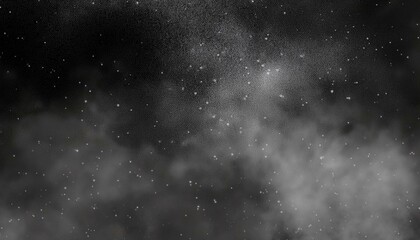 Obraz premium black and white grungy, blurry smoky sky with a silver star overlay..Dust Dirt Particles Salt Snow Powder Spray. Authentic Black Rough Grunge Distressed Overlay Texture Surface. particles in space