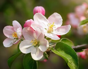Obraz premium malus domestica apple flowers closeup selective focus