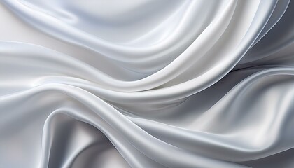 Fototapeta premium white silk satin fabric with softly wrinkled waves, white 3D plain cloth with wrinkles, luxury white background