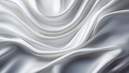 Fototapeta premium white silk satin fabric with softly wrinkled waves, white 3D plain cloth with wrinkles, luxury white background