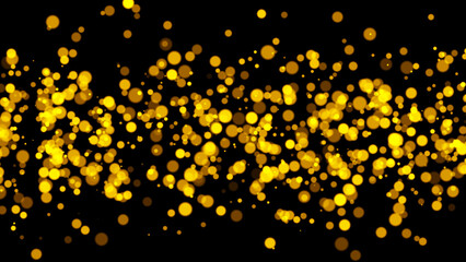 Gold glitter particles. Falling glitter particles on Black Background