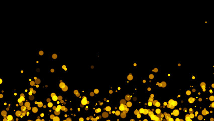Gold glitter particles. Falling glitter particles on Black Background