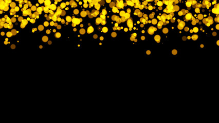 Gold glitter particles. Falling glitter particles on Black Background