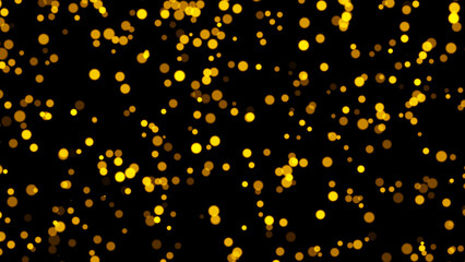 Gold glitter particles. Falling glitter particles on Black Background