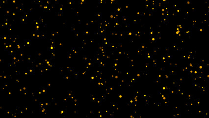 Gold glitter particles. Falling glitter particles on Black Background
