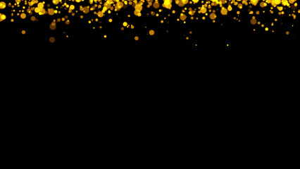 Gold glitter particles. Falling glitter particles on Black Background