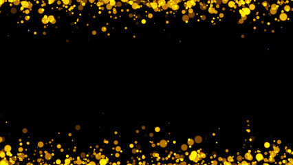 Gold glitter particles. Falling glitter particles on Black Background
