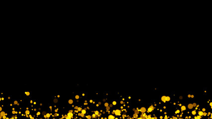 Gold glitter particles. Falling glitter particles on Black Background