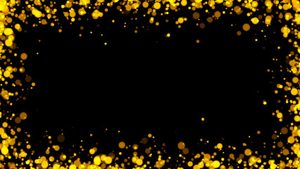 Gold glitter particles. Falling glitter particles on Black Background