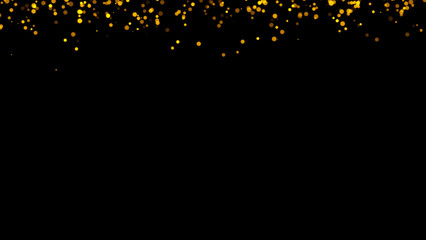 Gold glitter particles. Falling glitter particles on Black Background
