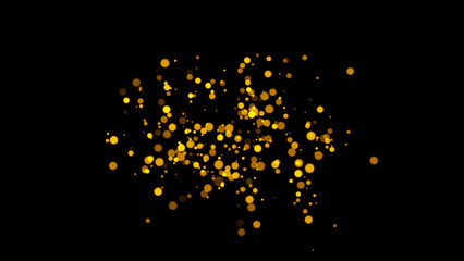 Golden glitter Confetti Party Popper Explosion on Black Background