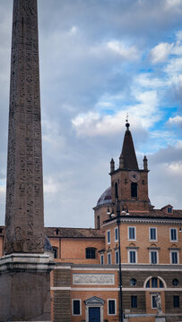 View of the Egyptian obelisk on the Piazza del Poppolo