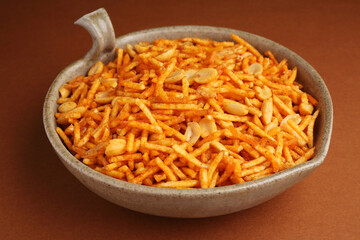Fried potato falahari chivda, Aloo chiwda is also known as a Fasting snack. Prepared using potatoes, dry fruits ,peanuts  and mild spices for Navaratri

