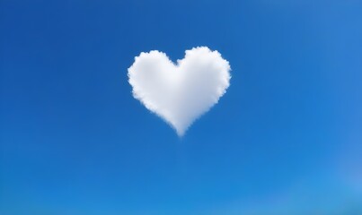 Fototapeta premium A beautiful heart-shaped cloud floating in the clear blue sky.