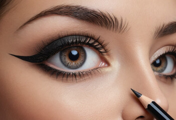 Lining the eyes with a kohl pencil for a dramatic effect. 