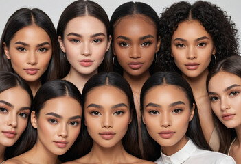 Obraz premium Models of various ethnicities showcasing different beauty standards. 