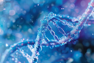 Blue background with double helix of DNA