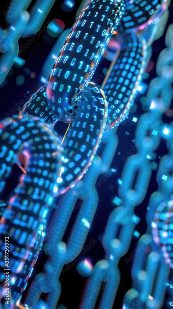 Poster Blockchain deployment, holographic smart contract execution, advanced coding environment