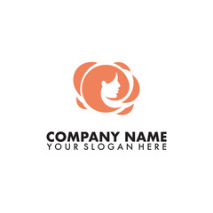 Women face beauty with rose flower logo