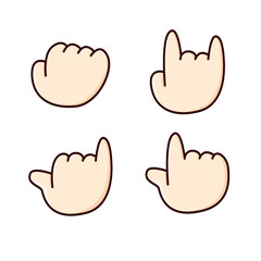 Cute Hand Gesture Icons Set