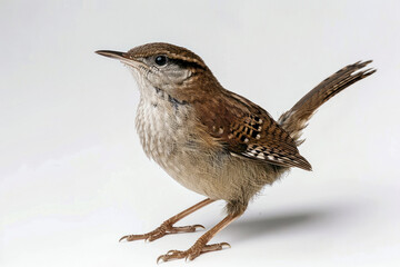 Close-up of a Wren on White Background