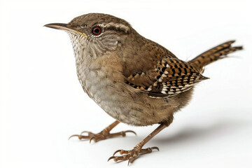 Naklejka premium Close-up of a Wren on White Background