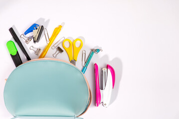 Office supplies array Writing Implement, Marker Pen, Ball Pen, Stationery in a row