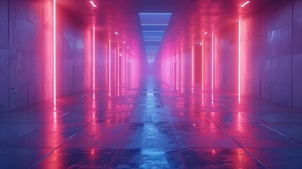 Naklejka premium 3D rendered abstract pink-blue neon background futuristic wallpaper